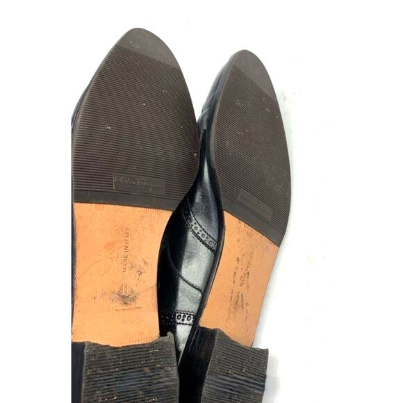 Salvatore Ferragamo Black Leather Wingtip Dress Shoes Made In Italy Size 11